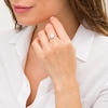 Thumbnail Image 2 of Pear-Shaped Lab-Created Opal and White Sapphire Flame Ring in Sterling Silver