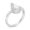Thumbnail Image 3 of Pear-Shaped Lab-Created Opal and White Sapphire Flame Ring in Sterling Silver