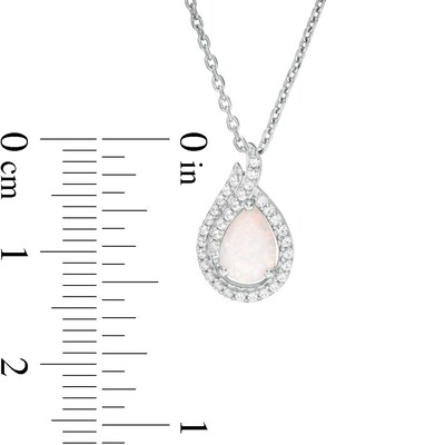 Pear-Shaped Lab-Created Opal and White Sapphire Flame Pendant in Sterling Silver