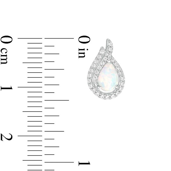 Pear-Shaped Lab-Created Opal and White Sapphire Flame Stud Earrings in Sterling Silver
