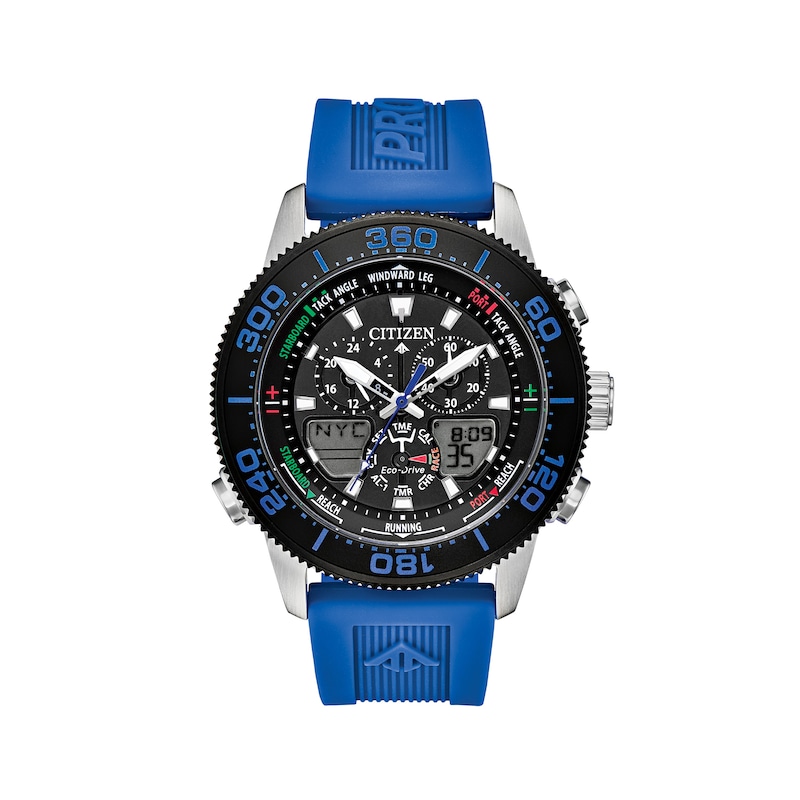Men's Citizen Eco-Drive® Promaster Sailhawk Chronograph Strap Watch with Black Dial (Model: JR4068-01E)