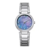 Ladies' Citizen Eco-Drive® Crystal Accent Watch with Blue Mother-of-Pearl Dial (Model: EM0840-59N)