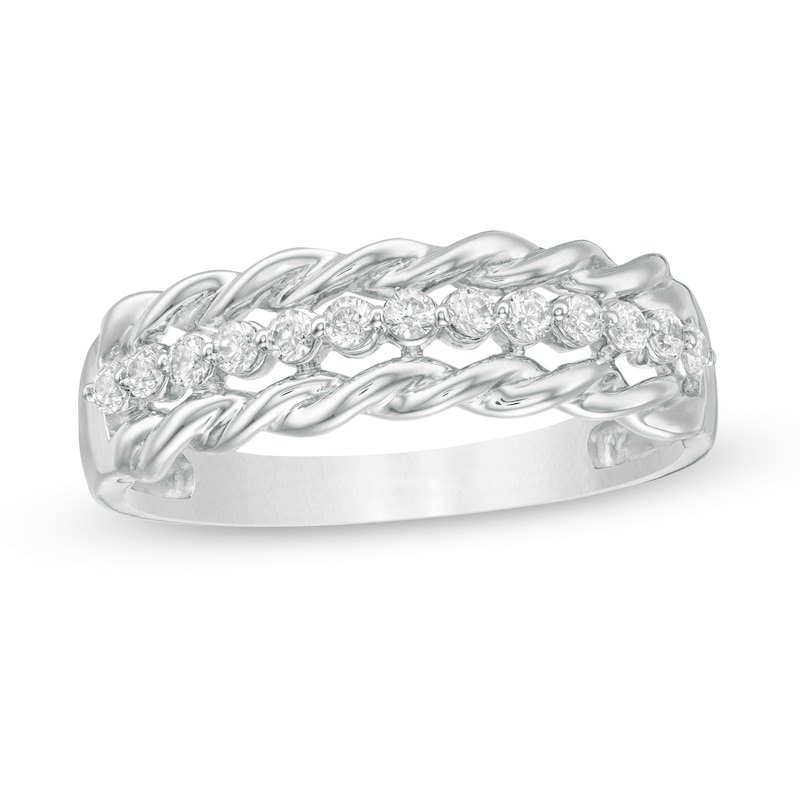 0.18 CT. T.W. Diamond Twist Edge Anniversary Band in 10K Gold|Peoples Jewellers