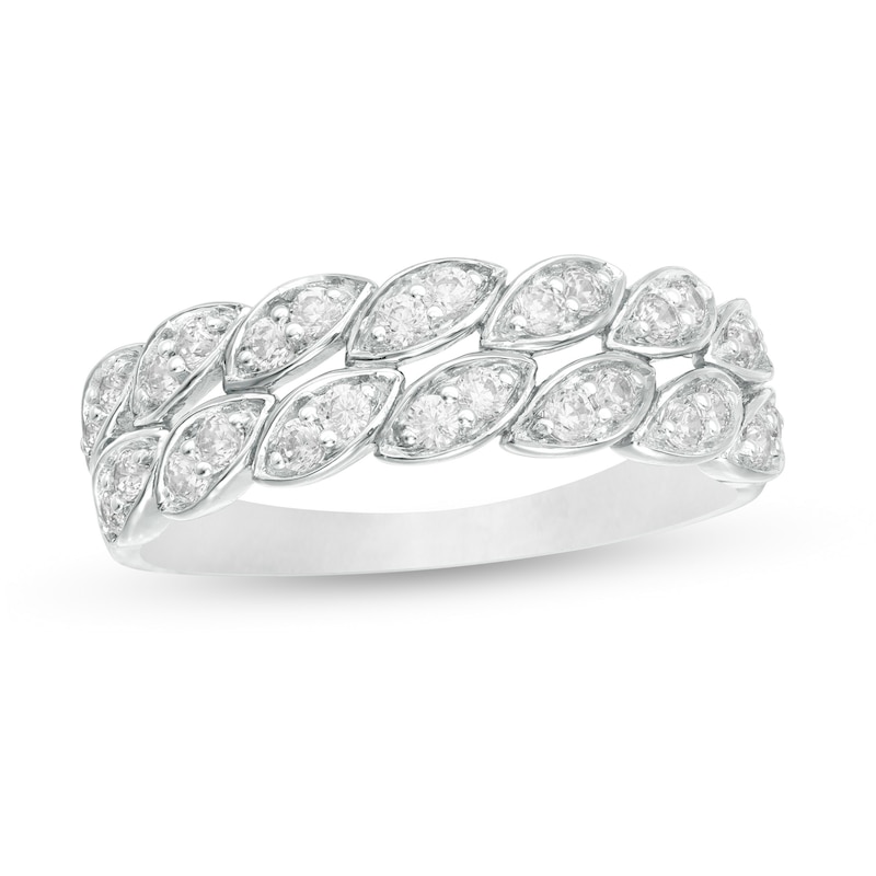 0.37 CT. T.W. Diamond Leaf Double Row Anniversary Band in 10K Gold|Peoples Jewellers