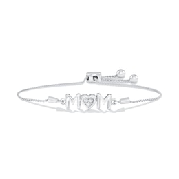 Diamond Accent "MOM" Heart Bolo Bracelet in Sterling Silver - 8.25"
