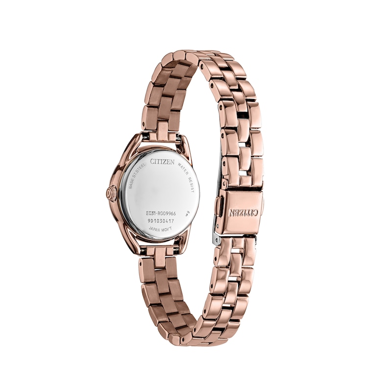 Ladies' Citizen Eco-Drive® Rose-Tone Watch with Dark Blue Dial (Model: EM0688-78L)
