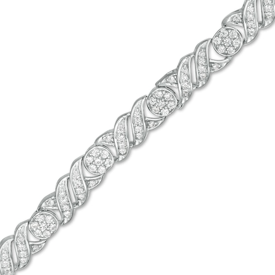 1.00 CT. T.w. Diamond Twist Link Alternating Bracelet in 10K White
