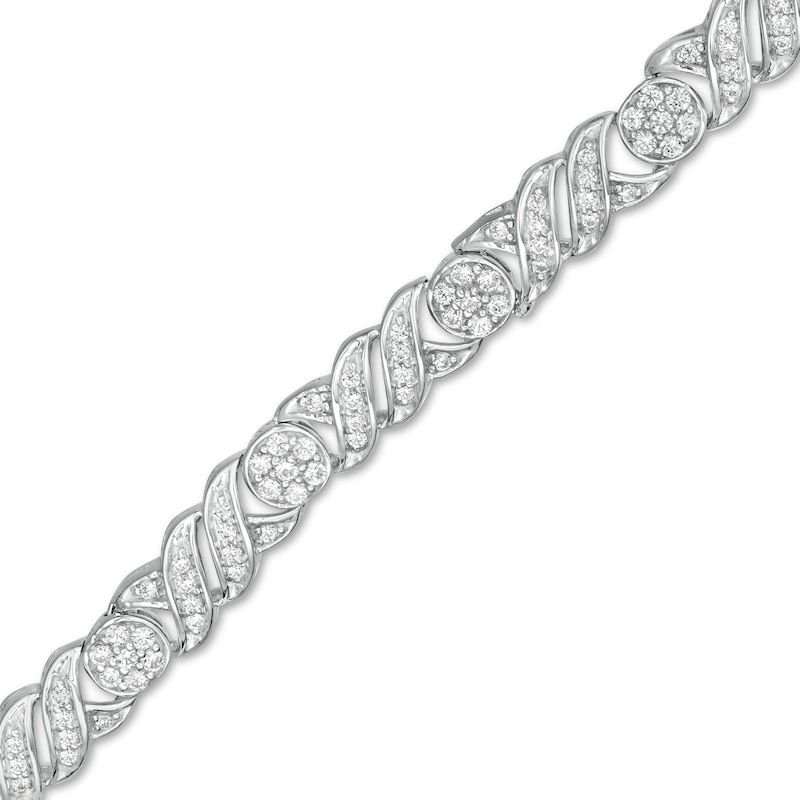 1.00 CT. T.W. Diamond Twist Link Alternating Bracelet in 10K White Gold