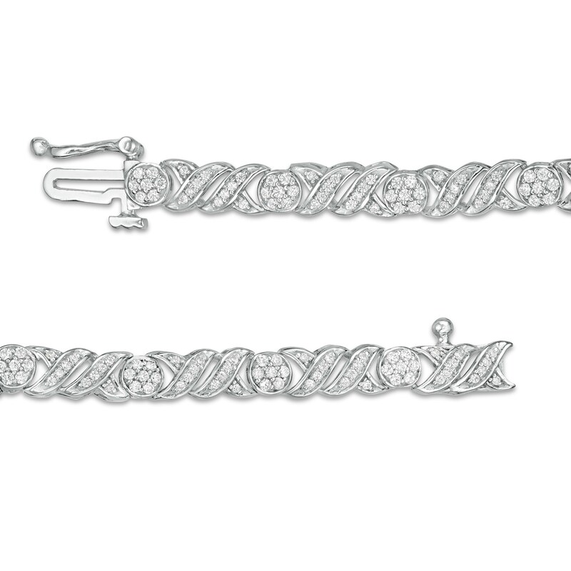 1.00 CT. T.W. Diamond Twist Link Alternating Bracelet in 10K White Gold