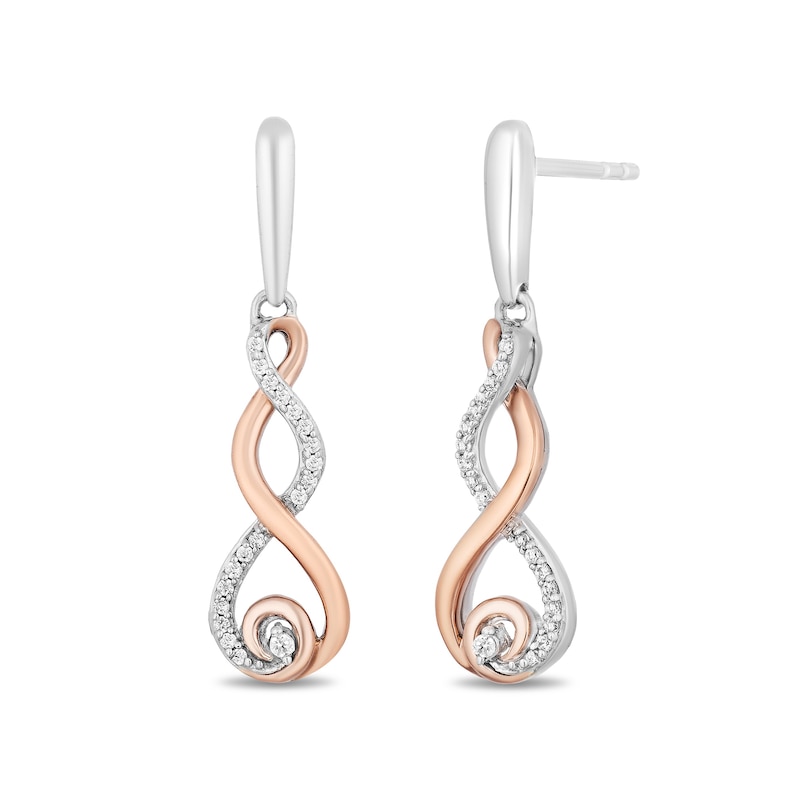 Main Image 1 of Hallmark Diamonds Gratitude 0.085 CT. T.W. Diamond Flame Drop Earrings in Sterling Silver and 10K Rose Gold