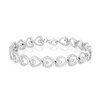 Thumbnail Image 1 of Hallmark Diamonds Love 0.085 CT. T.W. Diamond Sideways Alternating Hearts Bracelet in Sterling Silver - 7.5"