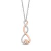 Thumbnail Image 0 of Hallmark Diamonds Gratitude 0.085 CT. T.W. Diamond Flame Pendant in Sterling Silver and 10K Rose Gold