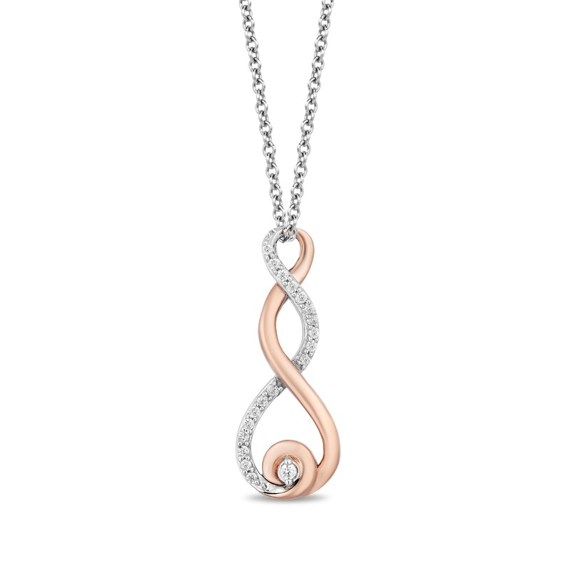 Hallmark Diamonds Gratitude 0.085 CT. T.W. Diamond Flame Pendant in Sterling Silver and 10K Rose Gold