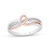 Thumbnail Image 1 of Hallmark Diamonds Gratitude 0.04 CT. T.W. Diamond Knot Twist Shank Ring in Sterling Silver and 10K Rose Gold