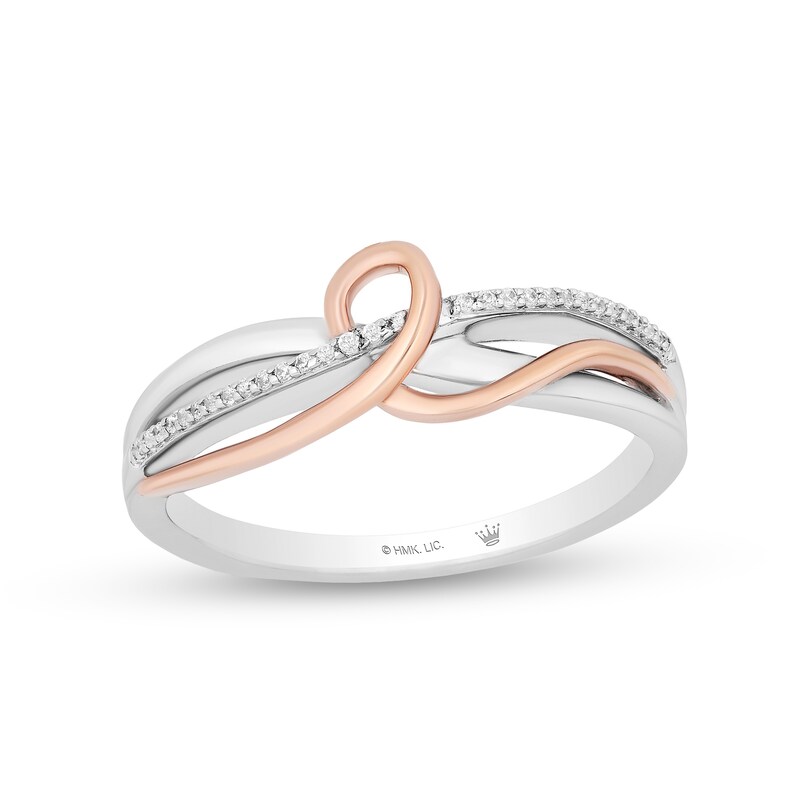 Main Image 1 of Hallmark Diamonds Gratitude 0.04 CT. T.W. Diamond Knot Twist Shank Ring in Sterling Silver and 10K Rose Gold