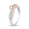 Thumbnail Image 2 of Hallmark Diamonds Gratitude 0.04 CT. T.W. Diamond Knot Twist Shank Ring in Sterling Silver and 10K Rose Gold