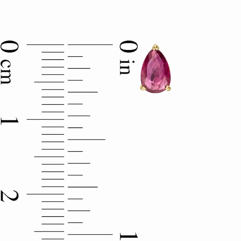 Certified Pear-Shaped Ruby Solitaire Stud Earrings in 14K Gold
