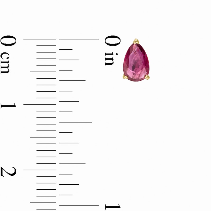 Main Image 3 of Pear-Shaped Certified Ruby Solitaire Stud Earrings in 14K Gold