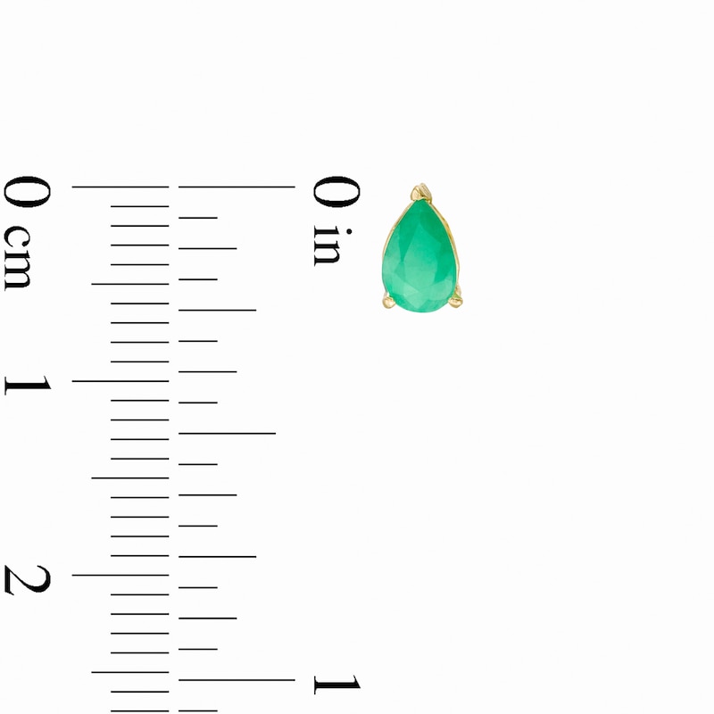 Pear-Shaped Emerald Solitaire Stud Earrings in 14K Gold