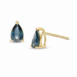 Pear-Shaped Blue Sapphire Solitaire Stud Earrings in 14K Gold