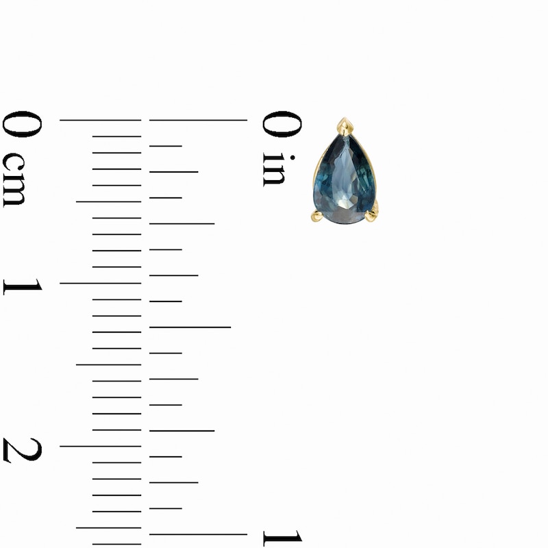 Main Image 3 of Pear-Shaped Blue Sapphire Solitaire Stud Earrings in 14K Gold