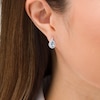 Thumbnail Image 2 of Pear-Shaped Swiss Blue Topaz and Lab-Created White Sapphire Flame Stud Earrings in Sterling Silver