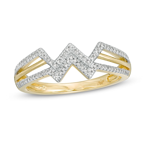 Wonder Woman™ Collection 0.116 CT. T.W. Diamond Symbol Ring in 10K Gold