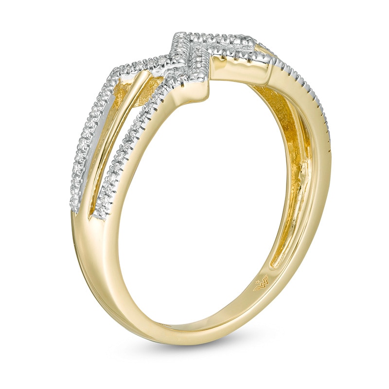 Main Image 3 of Wonder Woman™ Collection 0.116 CT. T.W. Diamond Symbol Ring in 10K Gold