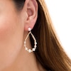 Thumbnail Image 1 of 3.5-6.0mm Cultured Freshwater Pearl and Gold Bead Graduated Open Teardrop Earrings in 10K Gold