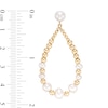 3.5-6.0mm Freshwater Cultured Pearl and Gold Bead Graduated Open Teardrop Earrings in 10K Gold