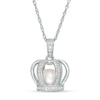 Thumbnail Image 0 of 6.5-7.0mm Cultured Freshwater Pearl and Lab-Created White Sapphire Crown Cage Pendant in Sterling Silver