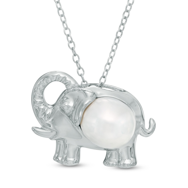 Baroque Cultured Freshwater Pearl Elephant Pendant in Sterling Silver|Peoples Jewellers