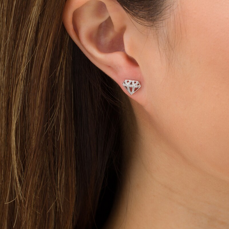 Main Image 2 of Marilyn Monroe™ Collection 0.145 CT. T.W. Diamond Stud Earrings in Sterling Silver