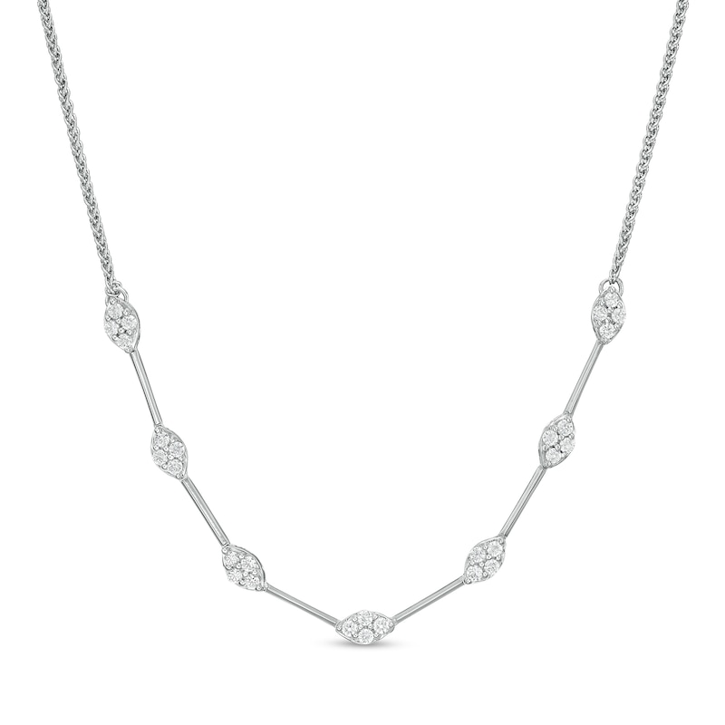 Main Image 1 of Marilyn Monroe™ Collection 0.45 CT. T.W. Diamond Marquise Station Necklace in 10K White Gold