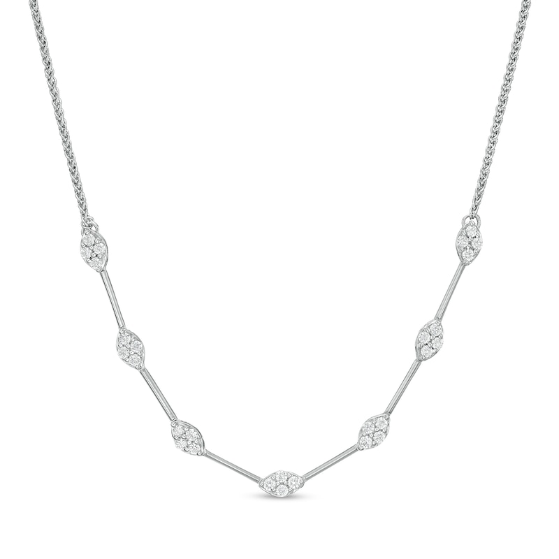 Marilyn Monroe™ Collection 0.45 CT. T.W. Diamond Marquise Station Necklace in 10K White Gold