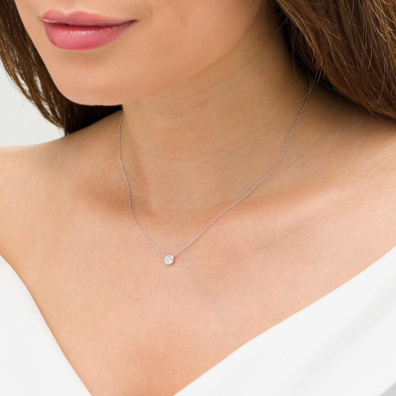 Main Image 2 of Marilyn Monroe™ Collection 0.18 CT. Solitaire Necklace in 10K White Gold