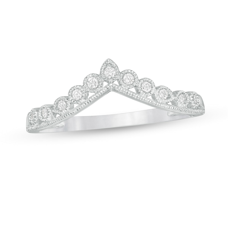 0.085 CT. T.W. Diamond Vintage-Style Tiara Contour Anniversary Band in 10K White Gold