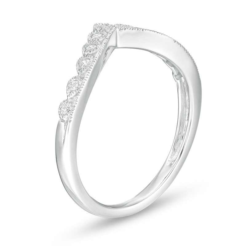 0.085 CT. T.W. Diamond Vintage-Style Tiara Contour Anniversary Band in 10K White Gold