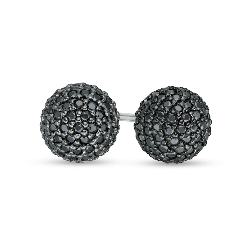 Main Image 1 of 0.95 CT. T.W. Black Diamond Ball Stud Earrings in Sterling Silver