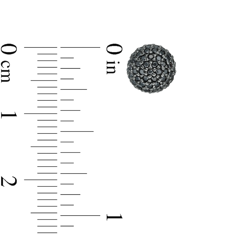 Main Image 3 of 0.95 CT. T.W. Black Diamond Ball Stud Earrings in Sterling Silver