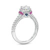 Thumbnail Image 3 of Vera Wang Love Collection 0.95 CT. T.W. Diamond and Pink Sapphire Collar Engagement Ring in 14K White Gold