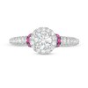 Thumbnail Image 4 of Vera Wang Love Collection 0.95 CT. T.W. Diamond and Pink Sapphire Collar Engagement Ring in 14K White Gold