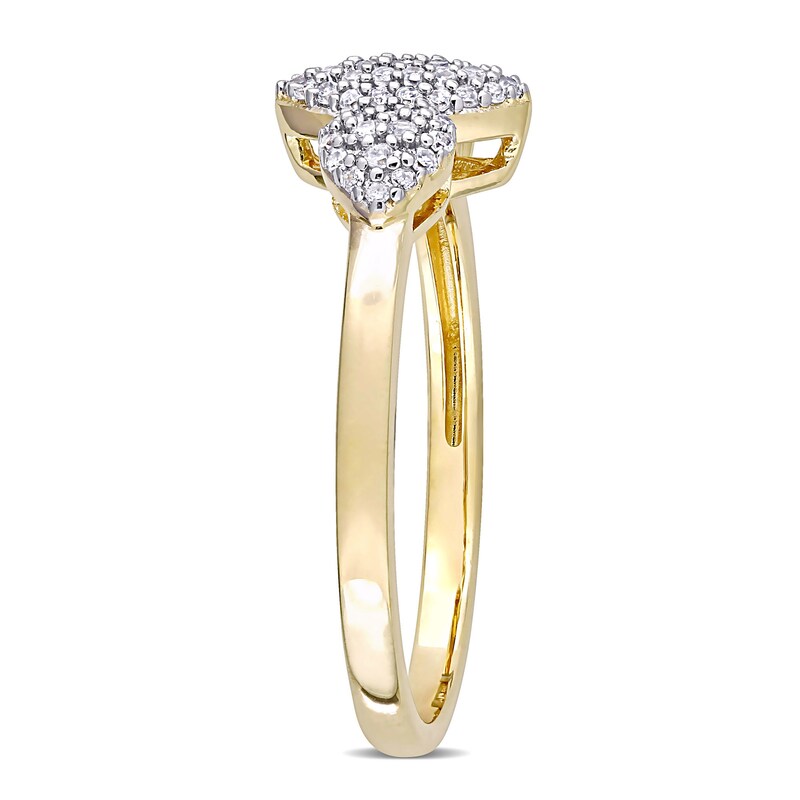 Main Image 3 of 0.20 CT. T.W. Composite Diamond Marquise Three Stone Promise Ring in Sterling Silver with Yellow Rhodium
