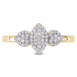 0.20 CT. T.W. Composite Diamond Marquise Three Stone Promise Ring in Sterling Silver with Yellow Rhodium