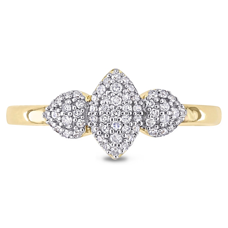 Main Image 4 of 0.20 CT. T.W. Composite Diamond Marquise Three Stone Promise Ring in Sterling Silver with Yellow Rhodium