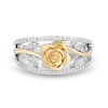 Thumbnail Image 3 of Enchanted Disney Belle 0.18 CT. T.W. Diamond Rose Open Shank Ring in Sterling Silver and 10K Gold