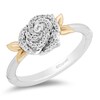 Enchanted Disney Belle 0.145 CT. T.W. Diamond Rose Leaf-Sides Ring in Sterling Silver and 10K Gold
