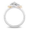 Enchanted Disney Belle 0.145 CT. T.W. Diamond Rose Leaf-Sides Ring in Sterling Silver and 10K Gold