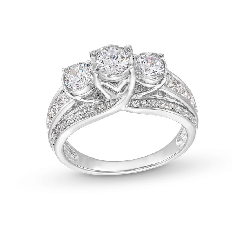 1.45 CT. T.W. Diamond Past Present Future® Engagement Ring in 14K White Gold|Peoples Jewellers