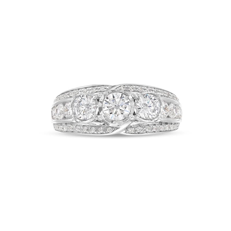Main Image 4 of 1.45 CT. T.W. Diamond Past Present Future® Engagement Ring in 14K White Gold